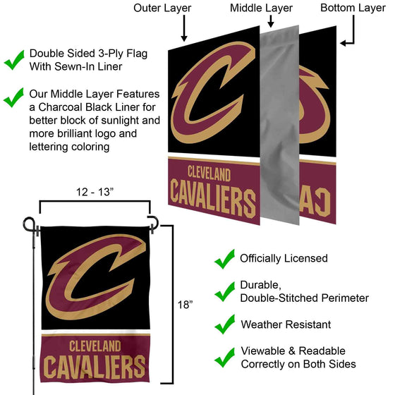 WinCraft Cleveland Cavaliers Black Double Sided Garden Flag