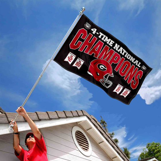 Georgia Bulldogs 2022 Four-Time College Football Champions Banner Flag