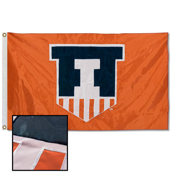 College Flags & Banners Co. Illinois Fighting Illini Embroidered and Stitched Nylon Flag