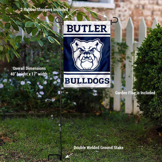 College Flags & Banners Co. Butler Bulldogs Garden Flag and USA Flag Stand Pole Holder Set