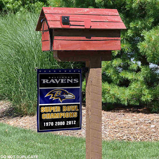 WinCraft Baltimore Ravens 3 Time Super Bowl Champions Double Sided Garden Flag