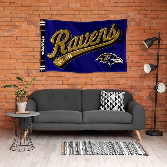 WinCraft Baltimore Ravens Script Logo Premium Flag