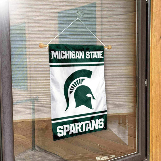 College Flags & Banners Co. Michigan State Spartans Window Wall Banner Hanging Flag with Suction Cup