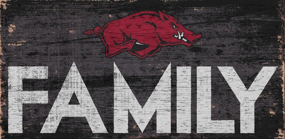 Arkansas Razorbacks Sign Wood 12x6 Family Design - Special Order