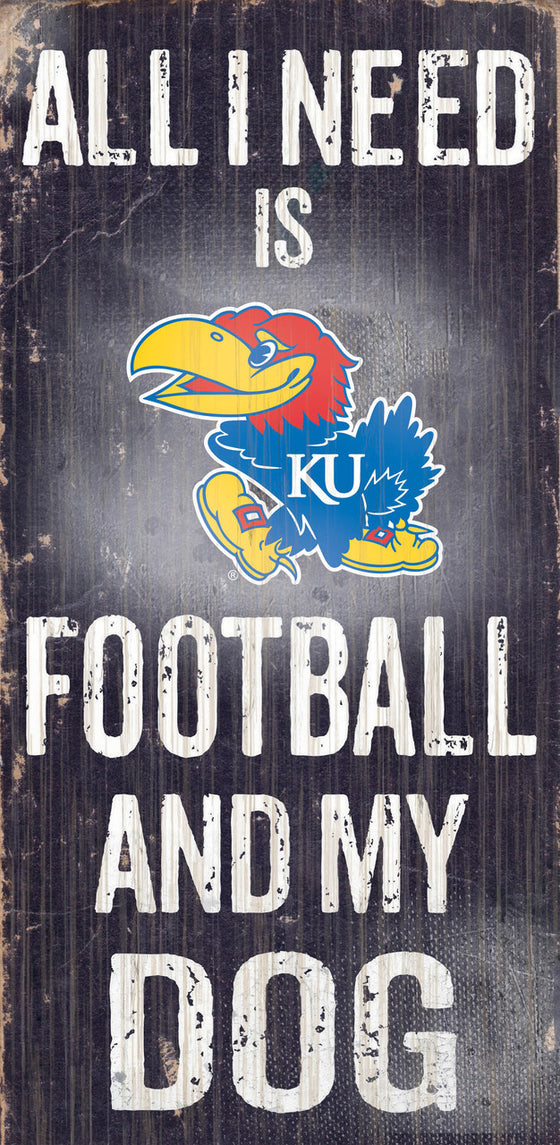 Kansas Jayhawks Wood Sign - Football and Dog 6x12 - Special Order