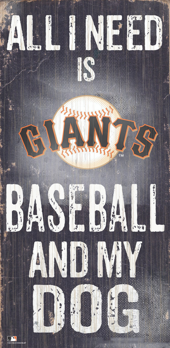 San Francisco Giants Sign Wood 6x12 Baseball and Dog Design