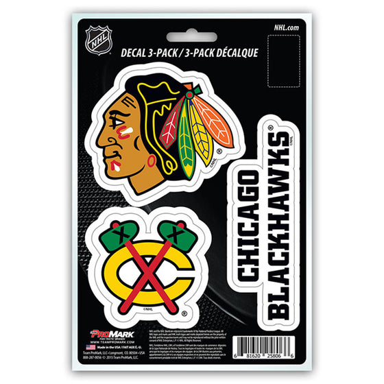 Chicago Blackhawks Decal Die Cut Team 3 Pack