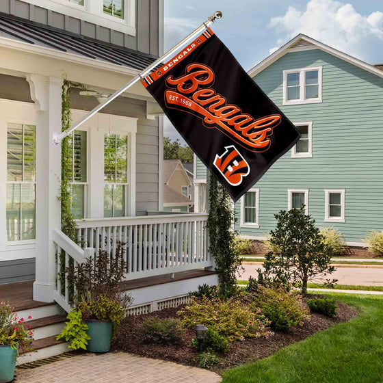 Cincinnati Bengals Script Logo Premium Flag