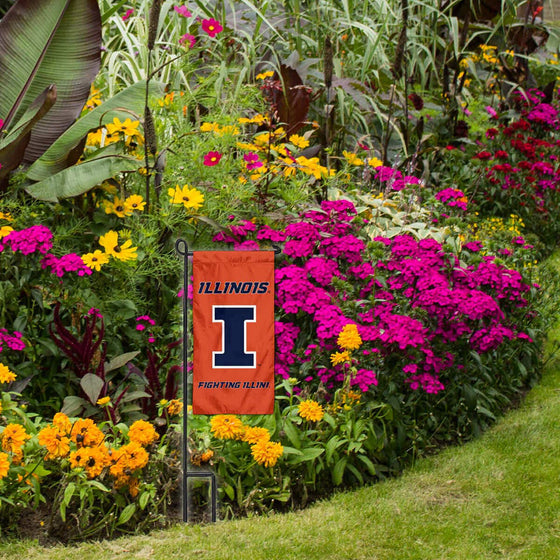 College Flags & Banners Co. Illinois Fighting Illini Mini Garden and Flower Pot Flag Topper