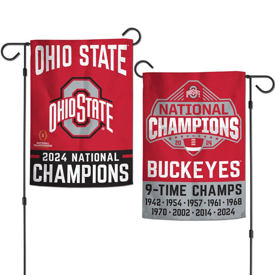2024-2025 National Football Champions Ohio State Buckeyes CFP Garden Flags 2-sided