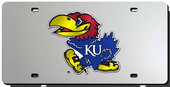 Kansas Jayhawks License Plate Laser Cut Silver - Special Order