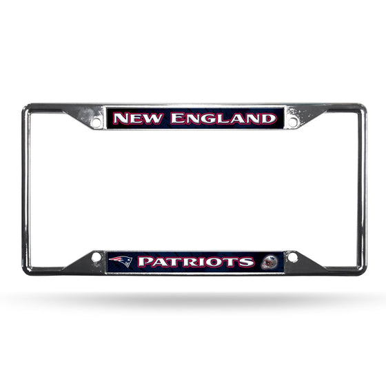 New England Patriots License Plate Frame Chrome EZ View (CDG)