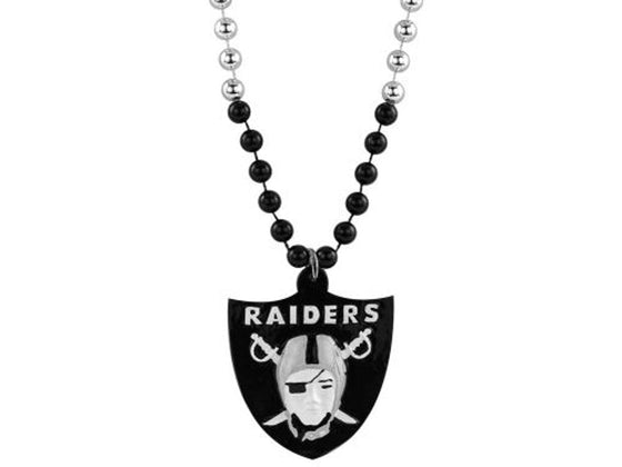 Las Vegas Raiders Beads with Medallion Mardi Gras Style