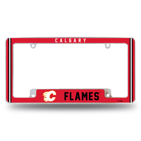 NHL Hockey Calgary Flames Classic 12" x 6" Chrome All Over Automotive License Plate Frame for Car/Truck/SUV