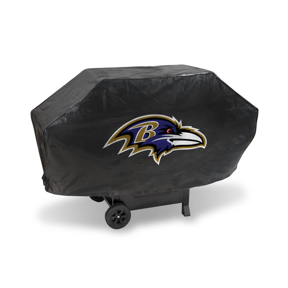 NFL Football Baltimore Ravens Black Deluxe Vinyl Grill Cover - 68" Wide/Heavy Duty/Velcro Staps