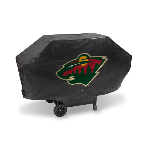 NHL Hockey Minnesota Wild Black Deluxe Vinyl Grill Cover - 68" Wide/Heavy Duty/Velcro Staps