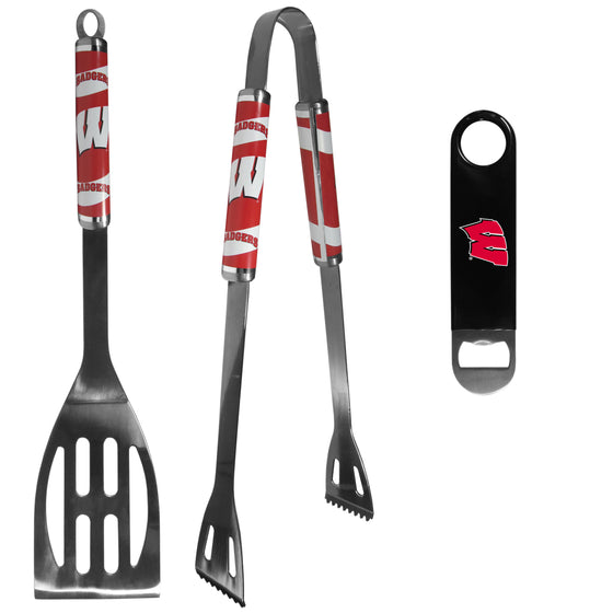 Wisconsin Badgers 2 pc BBQ Set and Bottle Opener