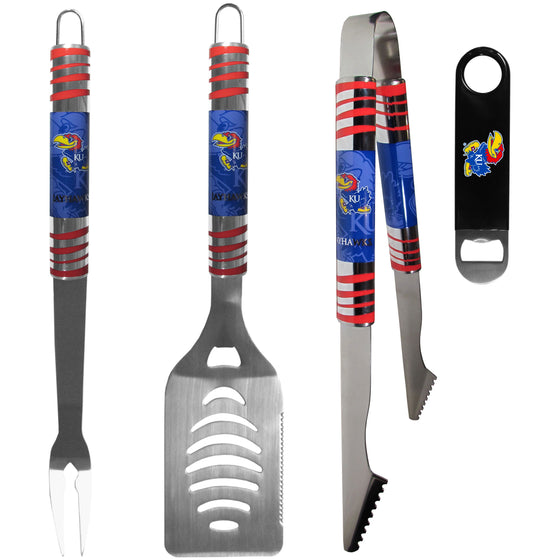 Kansas Jayhawks 3 pc BBQ Set and Bottle Opener