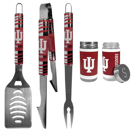 Indiana Hoosiers 3 pc Tailgater BBQ Set and Salt and Pepper Shaker Set