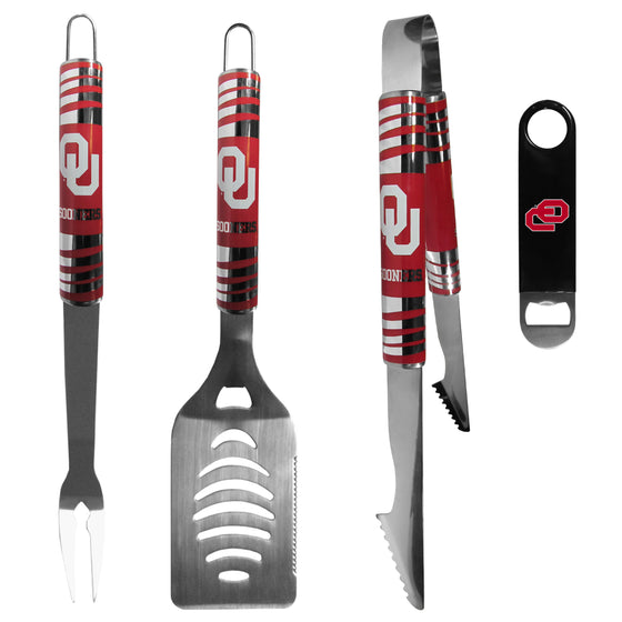 Oklahoma Sooners 3 pc BBQ Set and Bottle Opener