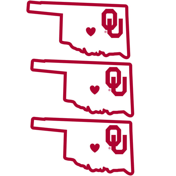 Oklahoma Sooners Home State Decal, 3pk