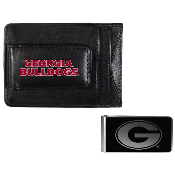 Georgia Bulldogs Leather Cash & Cardholder & Black Money Clip