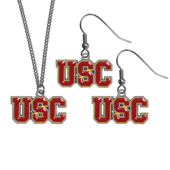 USC Trojans Dangle Earrings and Chain Necklace Set