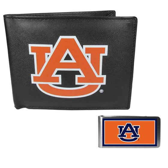 Auburn Tigers Leather Bi-fold Wallet & Color Money Clip