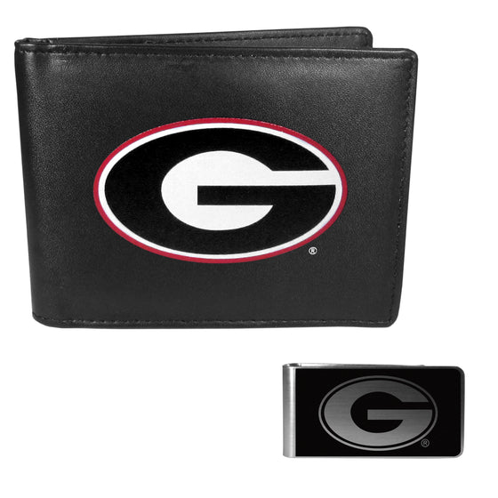 Georgia Bulldogs Leather Bi-fold Wallet & Black Money Clip