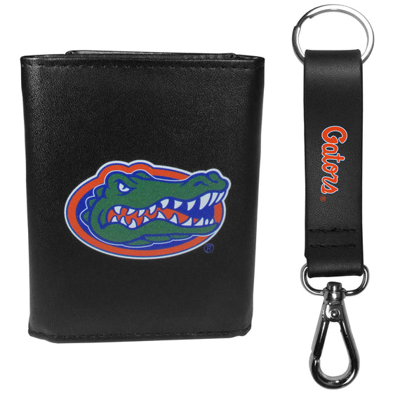 Florida Gators Leather Tri-fold Wallet & Strap Key Chain