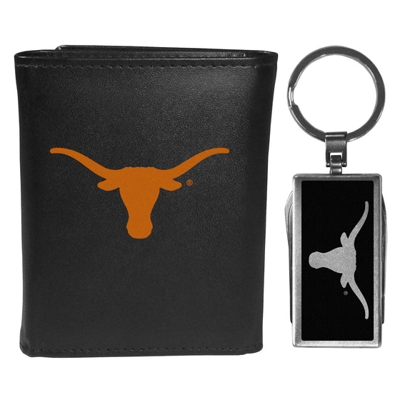 Texas Longhorns Tri-fold Wallet & Multitool Key Chain, Black