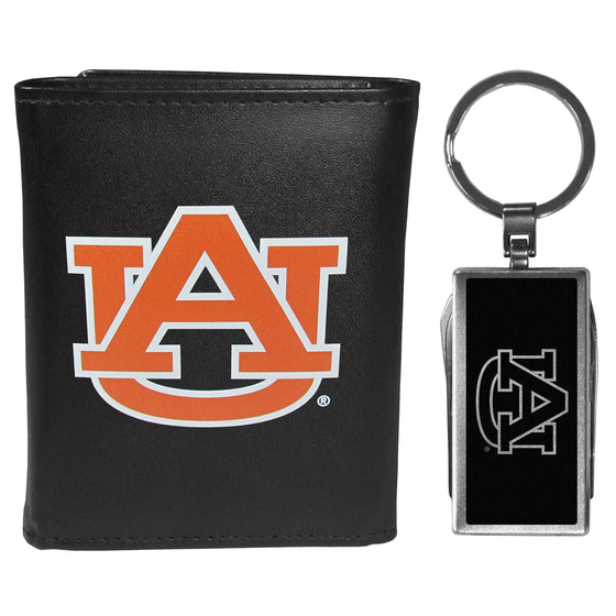 Auburn Tigers Tri-fold Wallet & Multitool Key Chain, Black