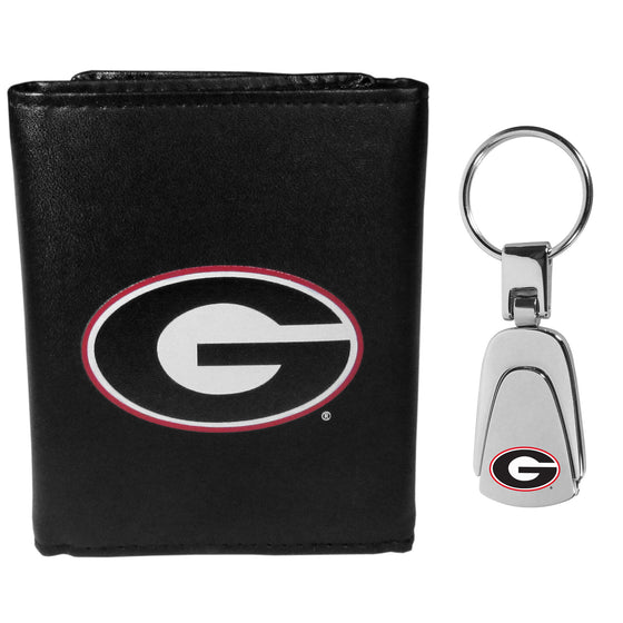 Georgia Bulldogs Tri-fold Wallet & Steel Key Chain