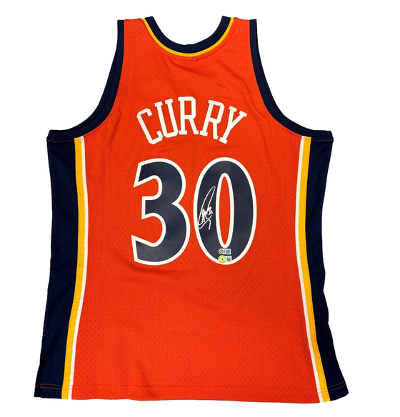 Golden State Warriors Steph Curry Signed Autograph Licensed Mitchell & Ness Jersey Size L - BAS Beckett COA
