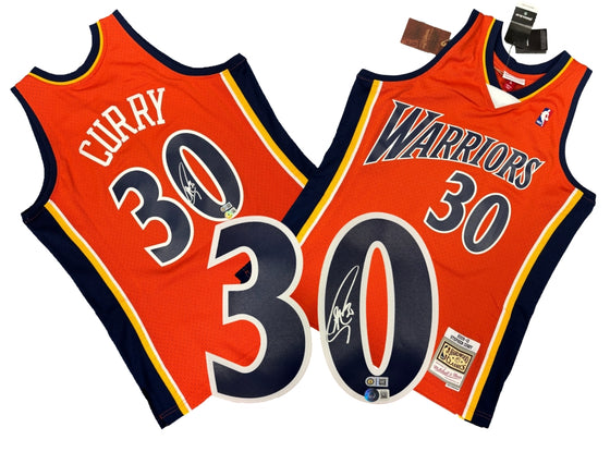 Golden State Warriors Steph Curry Signed Autograph Licensed Mitchell & Ness Jersey Size L - BAS Beckett COA
