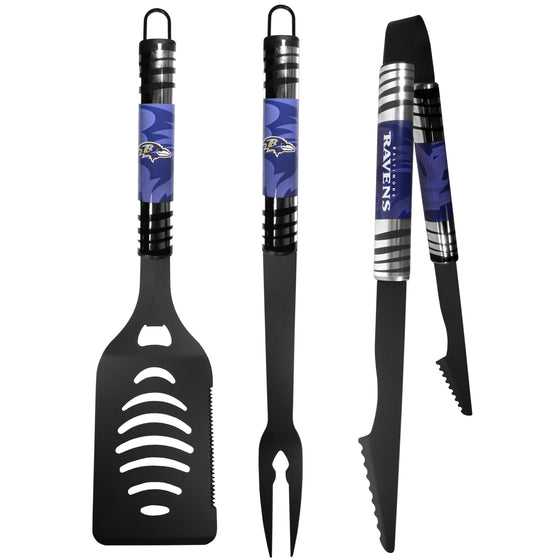 Baltimore Ravens 3 pc Black Tailgater BBQ Set