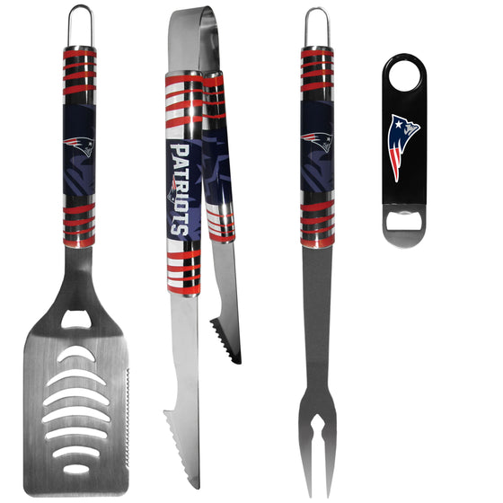 New England Patriots 3 pc BBQ Set and Bottle Opener