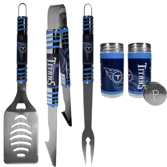 Tennessee Titans 3 pc Tailgater BBQ Set and Salt and Pepper Shaker Set