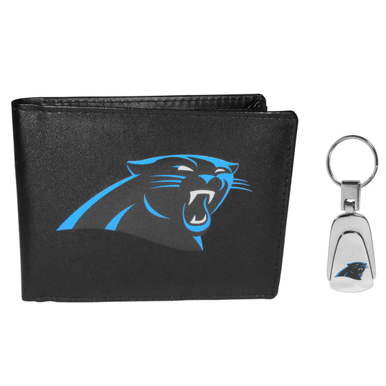 Carolina Panthers Bi-fold Wallet & Steel Key Chain