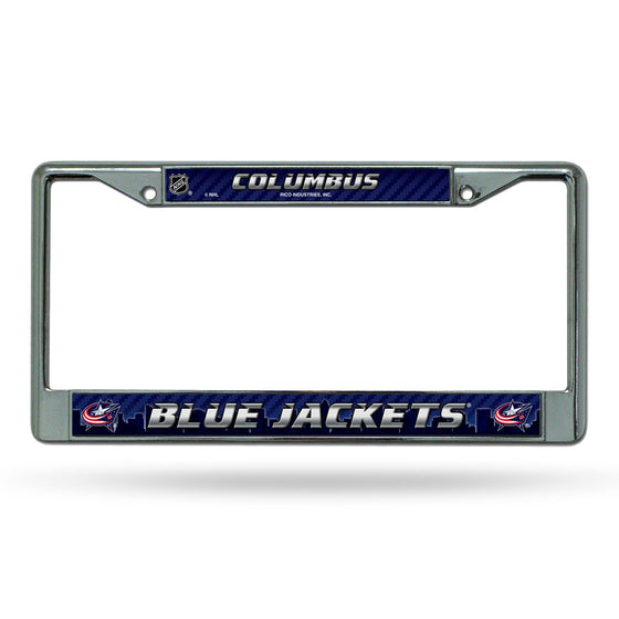 Columbus Blue Jackets License Plate Frame Chrome Printed Insert