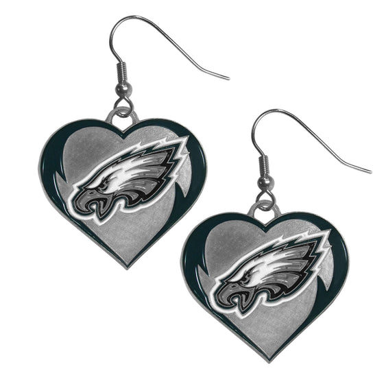 Philadelphia Eagles Heart Dangle Earrings