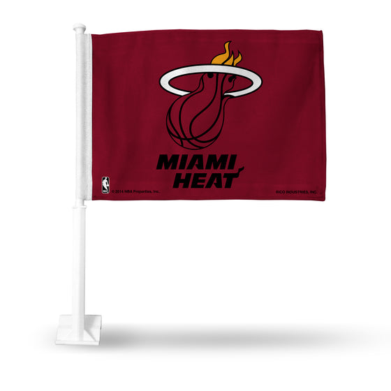 NBA Basketball Miami Heat Standard Double Sided Car Flag -  16" x 19" - Strong Pole that Hooks Onto Car/Truck/Automobile