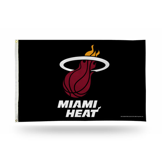 NBA Basketball Miami Heat Black 3' x 5' Banner Flag Single Sided - Indoor or Outdoor - Home Décor