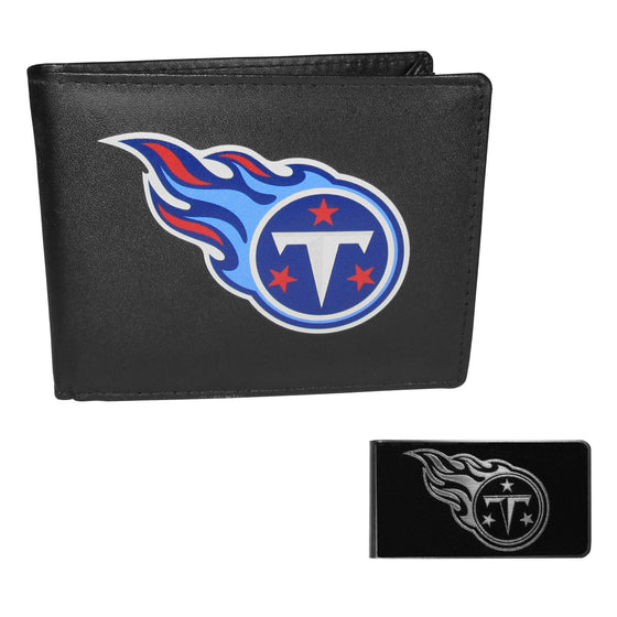 Tennessee Titans Leather Bi-fold Wallet & Black Money Clip