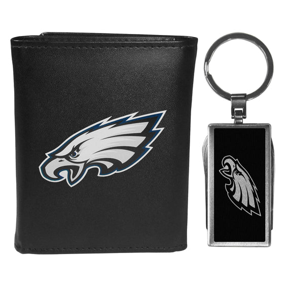 Philadelphia Eagles Leather Tri-fold Wallet & Multitool Key Chain