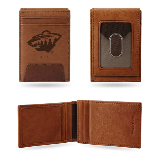 NHL Hockey Minnesota Wild  Genuine Leather Front Pocket Wallet - Slim Wallet