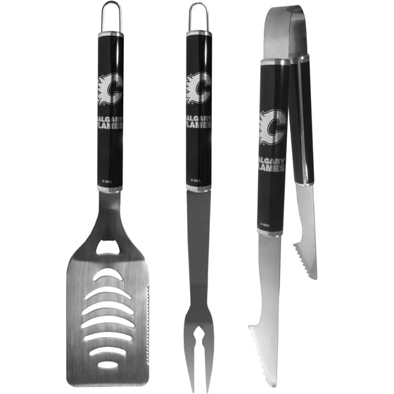 Calgary Flames 3 pc Steel BBQ Set in Black