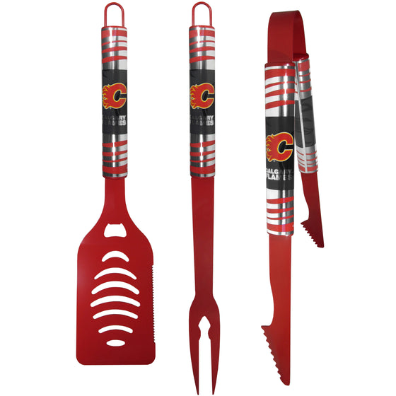 Calgary Flames 3 pc Color BBQ Tool Set