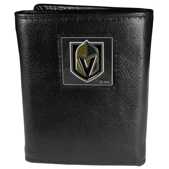 Las Vegas Golden Knights Deluxe Leather Tri-fold Wallet Packaged in Gift Box