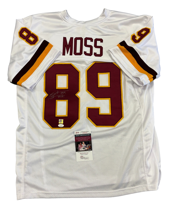 Washington Commanders Santana Moss Signed Autograph Wht Custom Jersey HTTR Inscription - JSA COA - 757 Sports Collectibles